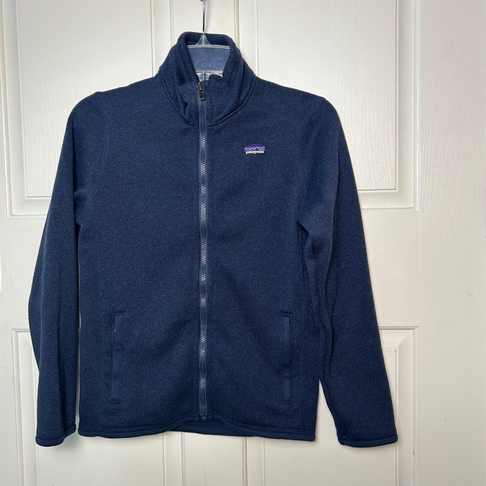 Patagonia Better Sweater Fleece Jacket Girls L 12 Navy Full Zip